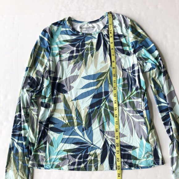 HANG TEN Rashguard Mint Leaf UV Protection Long Sleeve Swim Shirt Womens Small - Picture 6 of 7